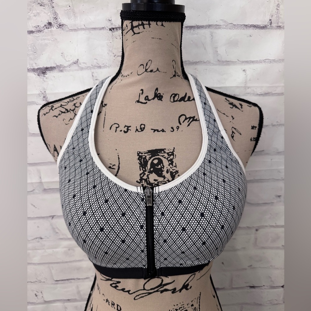 Victoria Sport‎ Knockout By Victoria’s Secret 36C Black Polka Dot Zip Racerback